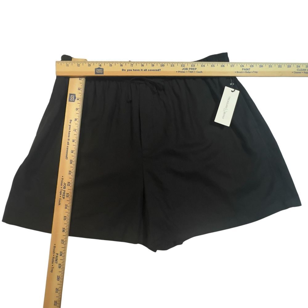 Treasure&Bond Comfort Pull On Linen Blend Drawstring Short Black Size Large NEW - Picture 6 of 8